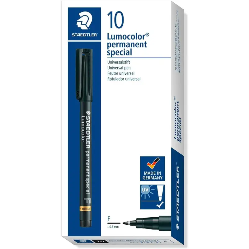 Staedtler Lumocolor Permanent 319 Rotulador Permanente de Punta Fina - Trazo 0.6mm - Para Aplicaciones Especiales - Secado Rapid