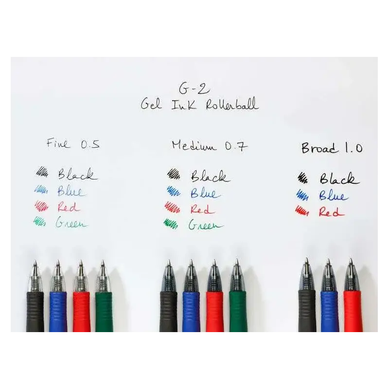 Pilot Boligrafo de Gel G2 Rollerball Retractil - Recargable - Punta de Bola Redonda 0.7mm - Trazo 0.32mm - Grip Ergonomico - Col