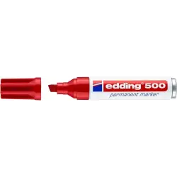 Edding 500 Rotulador Permanente - Punta Biselada - Trazo entre 2 y 7 mm. - Recargable - Secado Instantaneo - Color Rojo | Ahorro