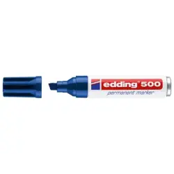 Edding 500 Rotulador Permanente - Punta Biselada - Trazo entre 2 y 7 mm. - Recargable - Secado Instantaneo - Color Azul | Ahorro