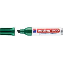 Edding 500 Rotulador Permanente - Punta Biselada - Trazo entre 2 y 7 mm. - Recargable - Secado Instantaneo - Color Verde | Ahorr