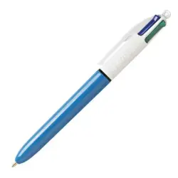 Bic 4 Colours Original Boligrafo de Bola Retractil - Punta Media de 1.0 mm - Tinta con Base de Aceite - Cuerpo Azul/Blanco - 4 C