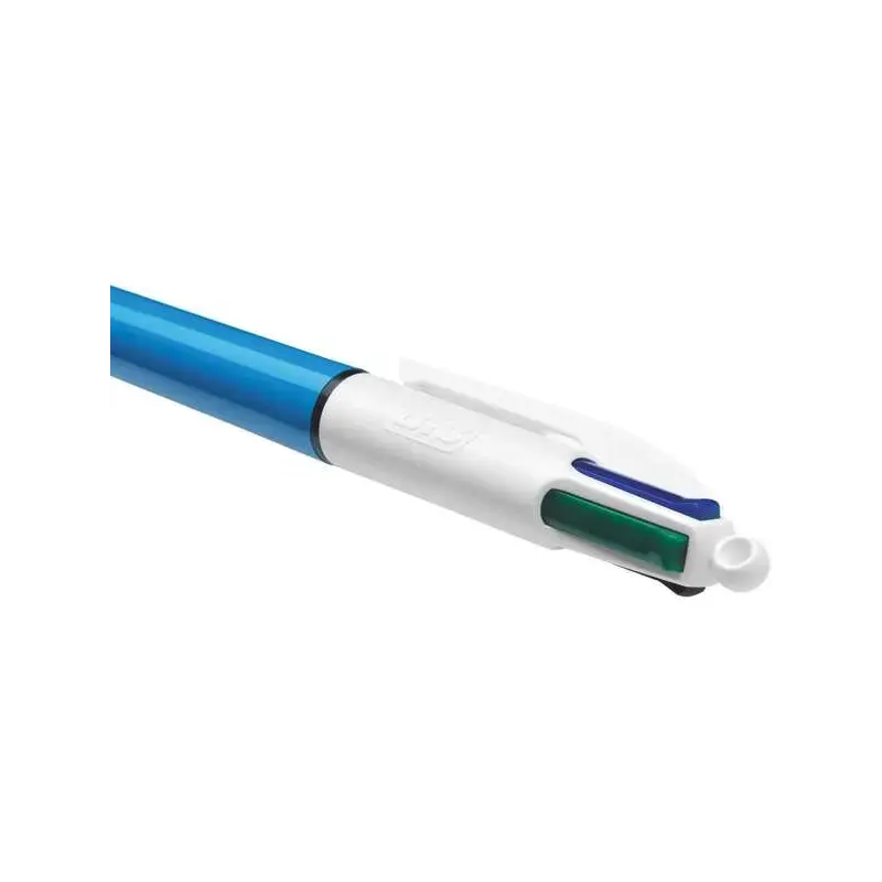 Bic 4 Colours Original Boligrafo de Bola Retractil - Punta Media de 1.0 mm - Tinta con Base de Aceite - Cuerpo Azul/Blanco - 4 C