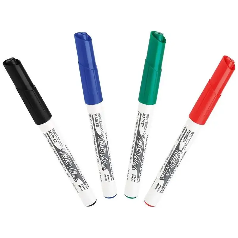Bic Velleda 1741 Pack de 4 Rotuladores para Pizarra - Punta Media - Trazo de 1.4mm - Borrado Optimo - Colores Surtidos | Ahorro