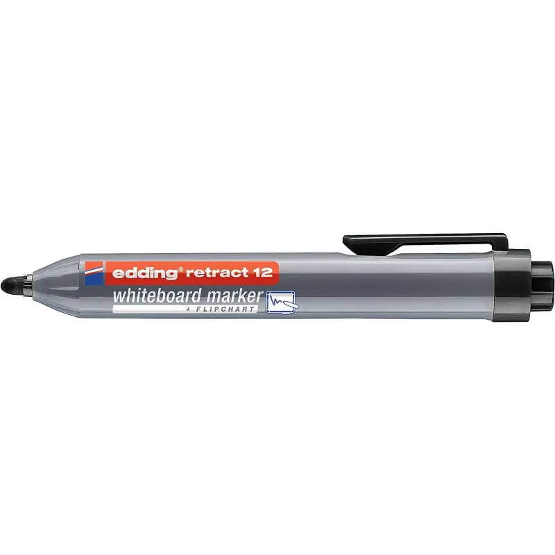 Edding Retract 12 Rotulador para Pizarra Blanca Retractil - Punta Redonda - Trazo entre 1.5 y 3mm - Recargable - Secado Rapido -