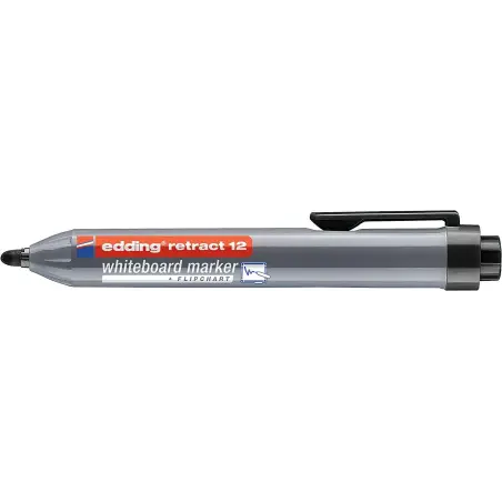 Edding Retract 12 Rotulador para Pizarra Blanca Retractil - Punta Redonda - Trazo entre 1.5 y 3mm - Recargable - Secado Rapido -