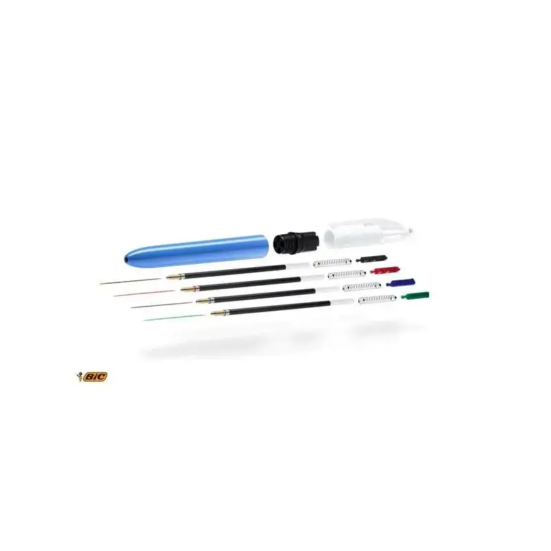 Bic 4 Colours Original Boligrafo de Bola Retractil - Punta Media de 1.0 mm - Tinta con Base de Aceite - Cuerpo Azul/Blanco - 4 C