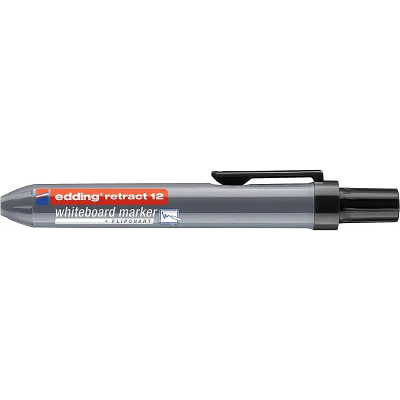 Edding Retract 12 Rotulador para Pizarra Blanca Retractil - Punta Redonda - Trazo entre 1.5 y 3mm - Recargable - Secado Rapido -