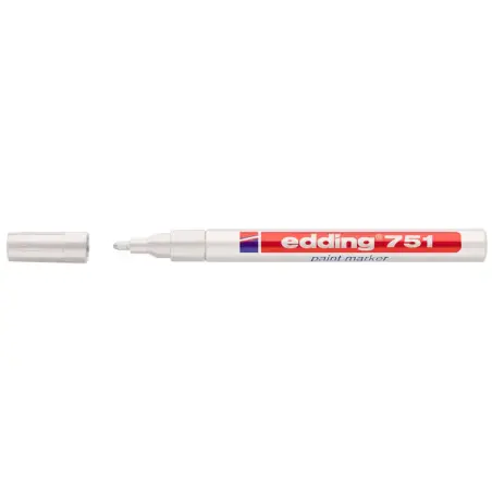 Edding 751 Rotulador Permanente - Punta Redonda - Trazo entre 1 y 2 mm. - Tinta Opaca - Secado Rapido - Color Blanco | Ahorro Im