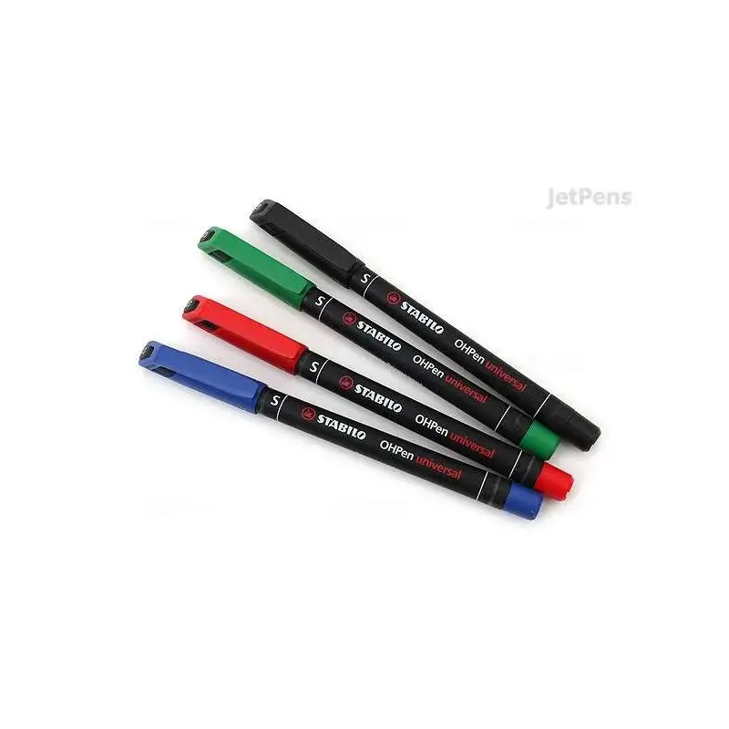 Stabilo OHPen Pack de 4 Rotuladores Permanentes - Punta Superfina - Trazo de 0.4mm - Agarre Antideslizante - Tapon Ventilado - C