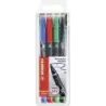Stabilo OHPen Pack de 4 Rotuladores Permanentes - Punta Media - Trazo de 1mm - Agarre Antideslizante - Tapon Ventilado - Colores