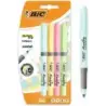 Bic Highlighter Grip Pack de 4 Marcadores Fluorescentes Pastel - Tinta con Base de Agua - Punta Biselada - Trazo entre 1.60 y 3.