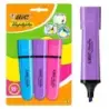 Bic Marking Highlighter Flat Pack de 3 Marcadores Fluorescentes - Punta Biselada - Trazo entre 1.20 y 4.60 mm - Tinta con Base d