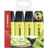Stabilo Boss 70 Pack de 4 Marcadores Fluorescentes - Trazo entre 2 y 5mm - Recargable - Tinta con Base de Agua - Color Amarillo