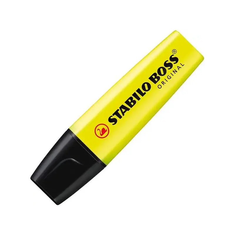 Stabilo Boss 70 Pack de 4 Marcadores Fluorescentes - Trazo entre 2 y 5mm - Recargable - Tinta con Base de Agua - Color Amarillo