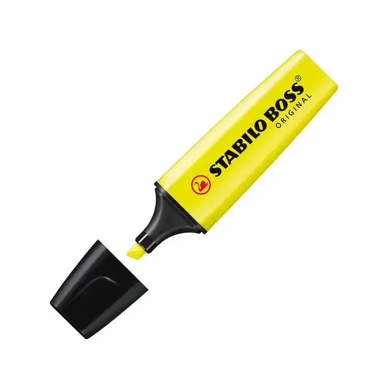 Stabilo Boss 70 Pack de 4 Marcadores Fluorescentes - Trazo entre 2 y 5mm - Recargable - Tinta con Base de Agua - Color Amarillo