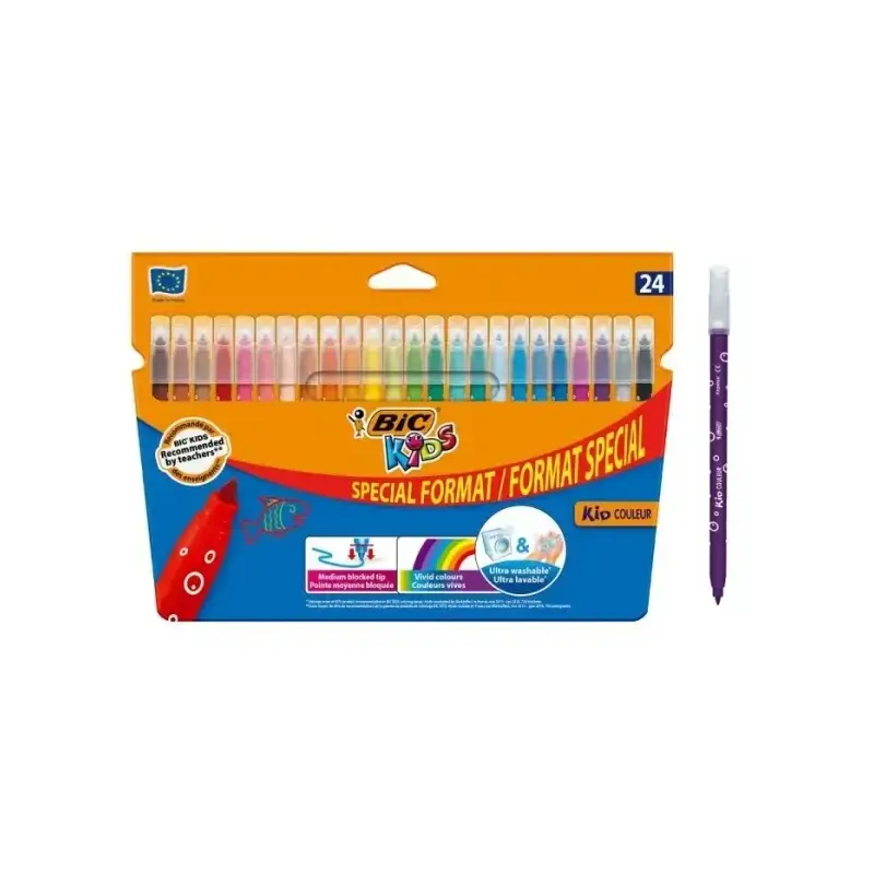 Bic Kids Couleur Pack de 24 Rotuladores - Punta Mediana - Lavable - Colores Surtidos | Ahorro Imprimiendo