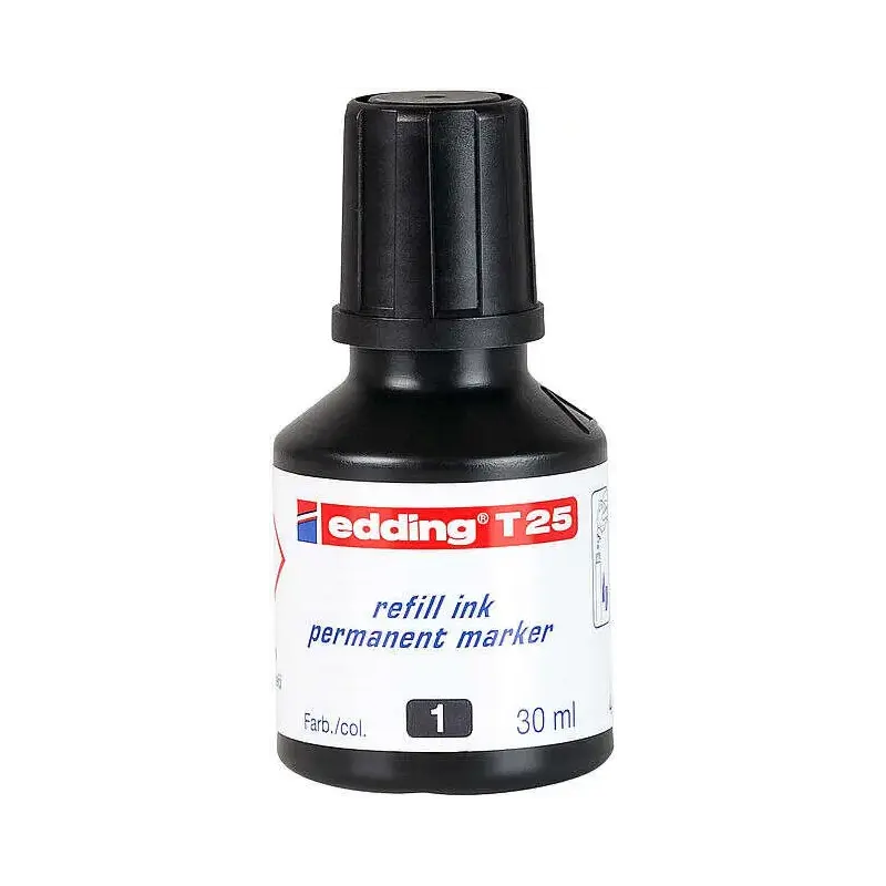 Edding T25 Bote de Recarga para Rotulador Permanente - Capacidad 30ml - Color Negro | Ahorro Imprimiendo