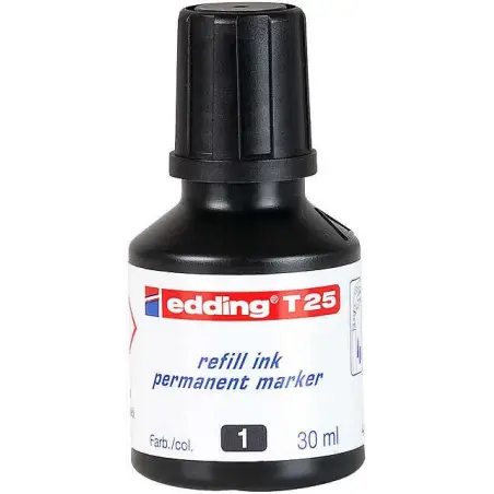 Edding T25 Bote de Recarga para Rotulador Permanente - Capacidad 30ml - Color Negro | Ahorro Imprimiendo