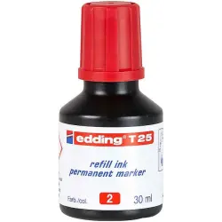 Edding T25 Bote de Recarga para Rotulador Permanente - Capacidad 30ml - Color Rojo | Ahorro Imprimiendo