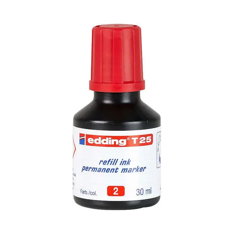 Edding T25 Bote de Recarga para Rotulador Permanente - Capacidad 30ml - Color Rojo | Ahorro Imprimiendo