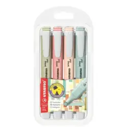 Stabilo Swing Cool Naturecolors Pack de 4 Marcadores Fluorescentes - Cuerpo Plano - Punta Biselada - Trazo entre 1 y 4mm - Tinta