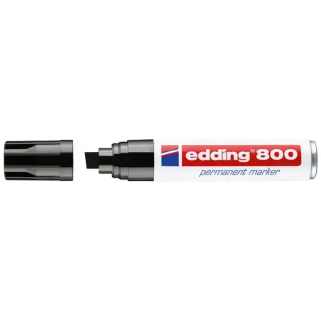 Edding 800 Rotulador Permanente - Punta Biselada - Trazo entre 4 y 12 mm. - Recargable - Secado Instantaneo - Color Negro | Ahor