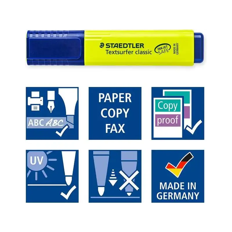 Staedtler Textsurfer Classic 364 Pack de 8 Marcadores Fluorescentes - Punta Biselada 1 - 5mm Aprox - Secado Rapido - Colores Sur