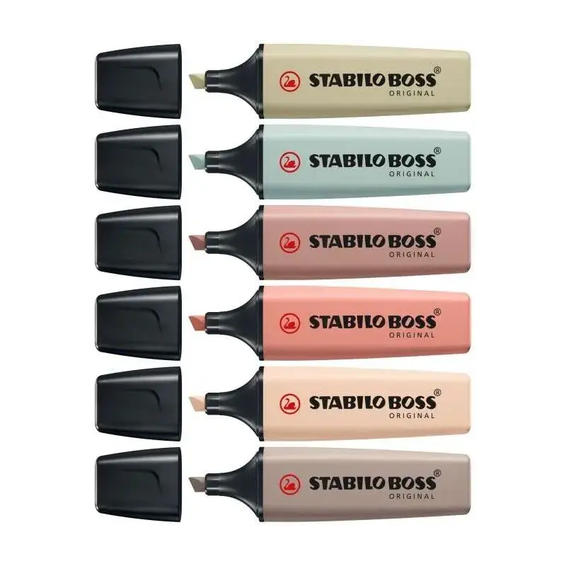 Stabilo Boss Naturecolors Pack de 6 Marcadores - Trazo entre 2 y 5mm - Tinta con Base de Agua - Colores Siena, Beige, Ocre Oscur