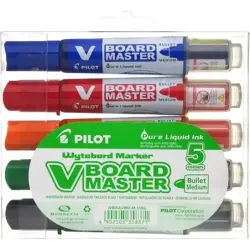 Pilot V-Board Master Begreen Pack de 5 Rotuladores para Pizarra Blanca - Punta Redonda 6mm - Trazo 2.3mm - 91% Plastico Reciclad