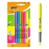 Bic Highlighter Grip Pack con 6 Marcadores Fluorescentes - Punta Biselada - Trazo entre 1.60 y 3.30 mm - Grip Texturizado - Colo