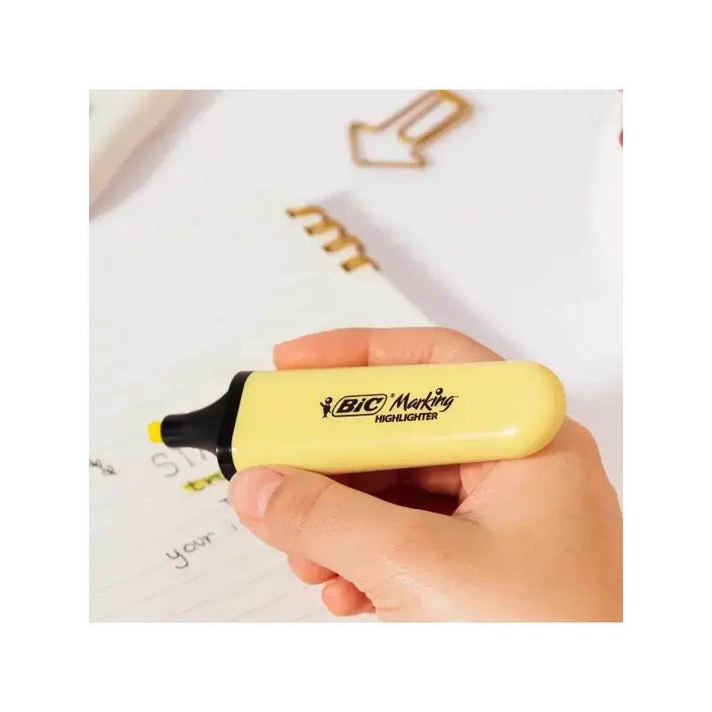 Bic Marking Highlighter Flat Pastel Pack de 4 Marcadores Fluorescentes - Punta Biselada - Trazo entre 1.20 y 4.60 mm - Tinta con