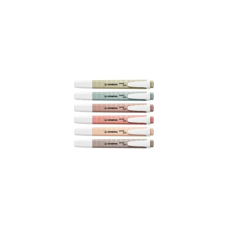 Stabilo Swing Cool Naturecolors Pack de 6 Marcadores Fluorescentes - Cuerpo Plano - Punta Biselada - Trazo entre 1 y 4mm - Tinta