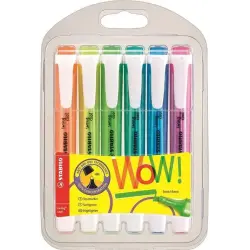 Stabilo Swing Cool Pack de 6 Marcadores Fluorescentes - Cuerpo Plano - Punta Biselada - Trazo entre 1 y 4mm - Tinta con Base de