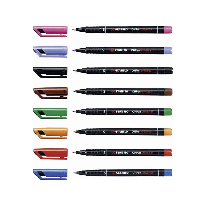 Stabilo OHPen Pack de 8 Rotuladores Permanentes - Punta Superfina - Trazo de 0.4mm - Agarre Antideslizante - Tapon Ventilado - C