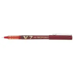 Pilot Boligrafo de tinta liquida V7 HI-Tecpoint Rollerball - Punta fina de aguja 0.7mm - Trazo 0.5mm - Color Rojo | Ahorro Impri