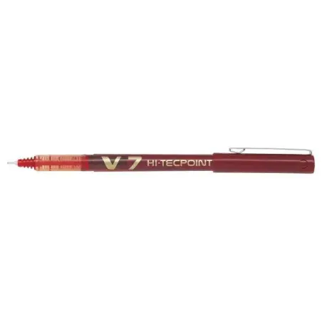 Pilot Boligrafo de tinta liquida V7 HI-Tecpoint Rollerball - Punta fina de aguja 0.7mm - Trazo 0.5mm - Color Rojo | Ahorro Impri