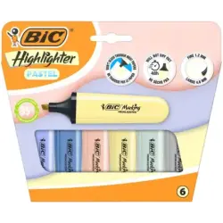 Bic Marking Highlighter Flat Pastel Mineral Pack de 6 Marcadores Fluorescentes - Punta Biselada - Trazo entre 1.20 y 4.60 mm - T