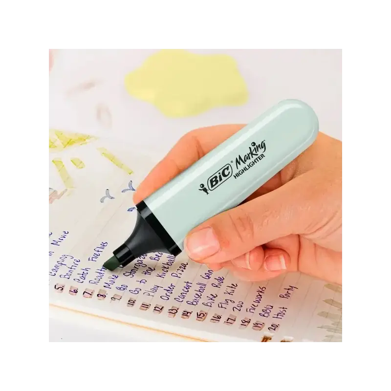Bic Marking Highlighter Flat Pastel Mineral Pack de 6 Marcadores Fluorescentes - Punta Biselada - Trazo entre 1.20 y 4.60 mm - T