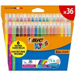 Bic Kids Couleur Pack de 36 Rotuladores - Punta Mediana - Lavable - Colores Surtidos | Ahorro Imprimiendo
