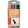 Stabilo Point 88 Pack de 10 Rotuladores de Punta Fina de Fibra - Trazo de 0.4 mm - Tinta con Base de Agua - Colores Surtidos | A