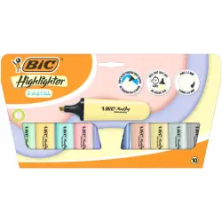 Bic Marking Highlighter Flat Pastel Pack de 10 Marcadores Fluorescentes - Punta Biselada - Trazo entre 1.20 y 4.60 mm - Tinta co