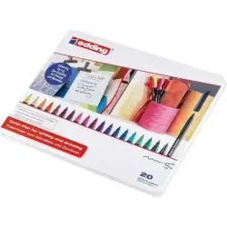 Edding 1200 Caja Metalica con 20 Rotuladores - Punta Redonda - Trazo 1mm - Tinta con Base de Agua - Colores Surtidos | Ahorro Im