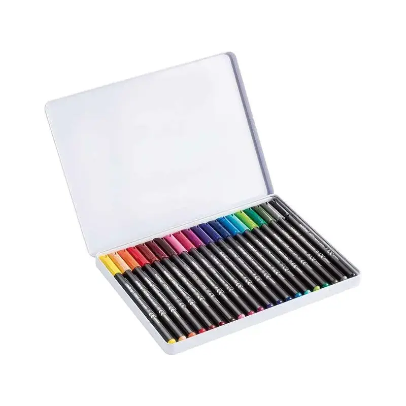 Edding 1200 Caja Metalica con 20 Rotuladores - Punta Redonda - Trazo 1mm - Tinta con Base de Agua - Colores Surtidos | Ahorro Im