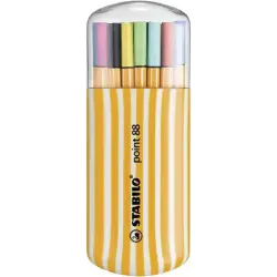 Stabilo Point 88 Zebrui Pack de 20 Rotuladores de Punta Fina de Fibra - Trazo de 0.4 mm - Tinta con Base de Agua - Colores Surti