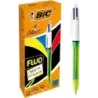 Bic 4 Colours Fluo Boligrafo de Bola Retractil - Punta Media de 1.0mm - Tinta con Base de Aceite - Tinta de Colores: Negro, Azul