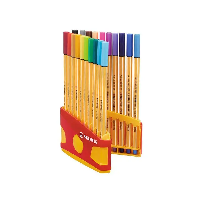 Stabilo Point 88 Pack de 20 Rotuladores de Punta Fina de Fibra - Trazo de 0.4mm. - Tinta con Base de Agua - Apto para Reglas y P