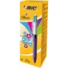 Bic 4 Colours Grip Fashion Boligrafo Retractil con Grip - Punta Media de 1mm - Trazo de 0.4mm - Tinta con Base de Aceite - Cuerp