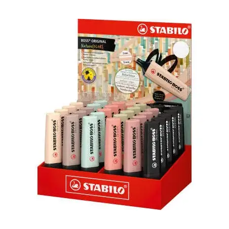 Stabilo Boss Naturecolors Expositor de 30 Marcadores - Trazo entre 2 y 5mm - Tinta con Base de Agua - Colores Siena, Beige, Ocre