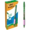 Bic Illusions Boligrafo Borrable - Punta Media de 0.7mm - Grip de Goma - Recargable - Color Verde | Ahorro Imprimiendo